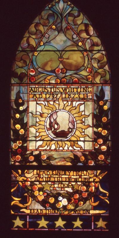 Whiting Memorial Window:  ornamental with sun