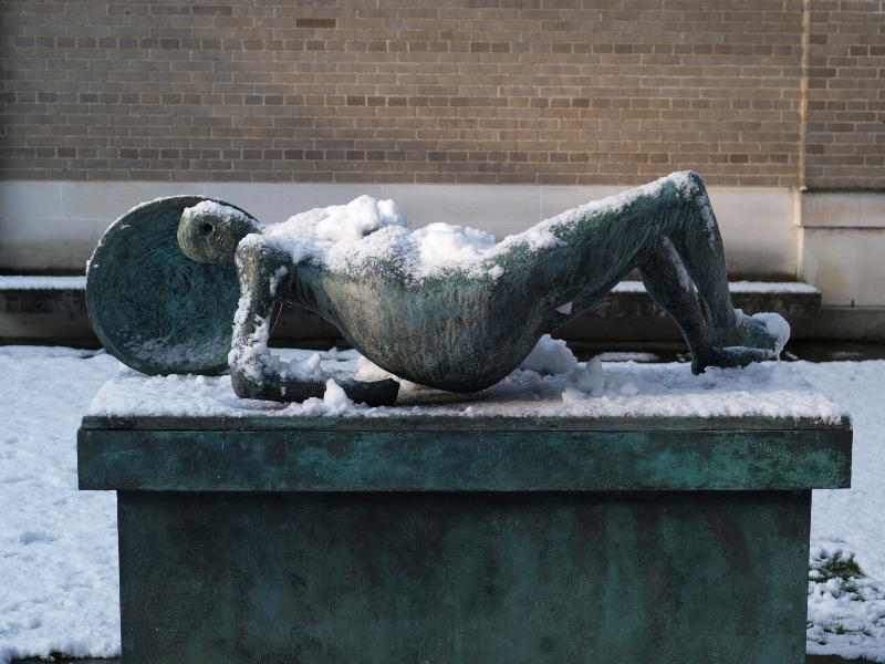 Falling Warrior (1956-1957, Henry Moore), Clare College, Cambridge, England