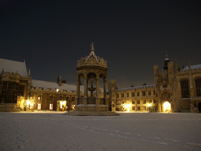 Fountain at night, Great Court, Trinity College, Cambridge, England