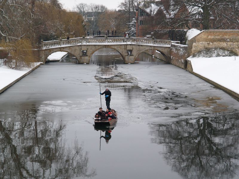 punting, near Clare College bridge, Cambridge, England