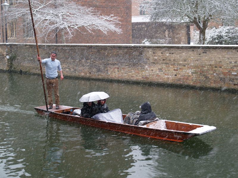 punting in the snow, Cambridge, England