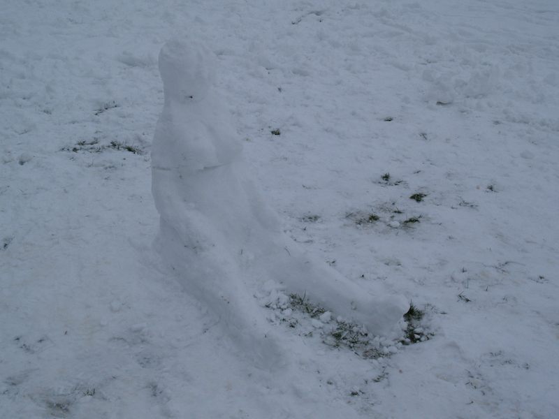 snow woman, Jesus Green, Cambridge, England
