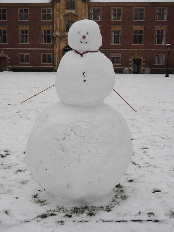 snowman, St Catharine's College, Cambridge, England