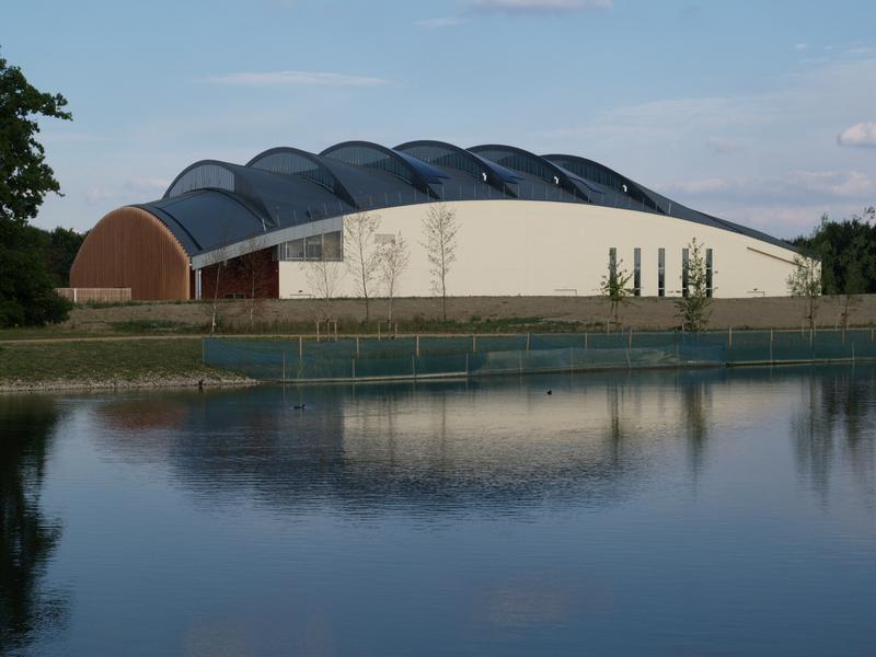 university: Charles Babbage Road: Sports Centre (Arup Associates)