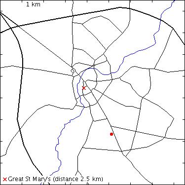 map for Homerton College: Hills Road: dining hall (Great Hall)