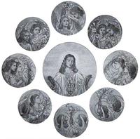 Hobart Memorial Window:  Christ with eight medallions each with two angel heads