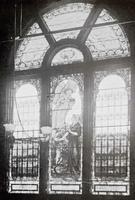 Willard Memorial Window: woman with her hand resting on the dial of time, in the act of annunciating a truth, above her is a messenger of God, benigning blessings upon her for her life's acts and words Willard Memorial Window: woman with her hand resting on the dial of time, in the act of annunciating a truth, above her is a messenger of God, benigning blessings upon her for her life's acts and words