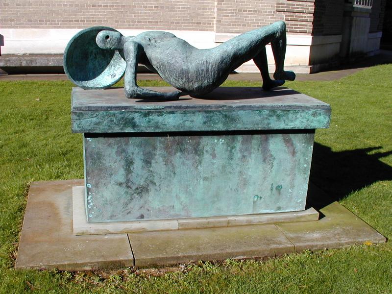 Cambridge, England: Clare College: 'Falling Warrior' (1956-1957, sculptor Henry Moore)