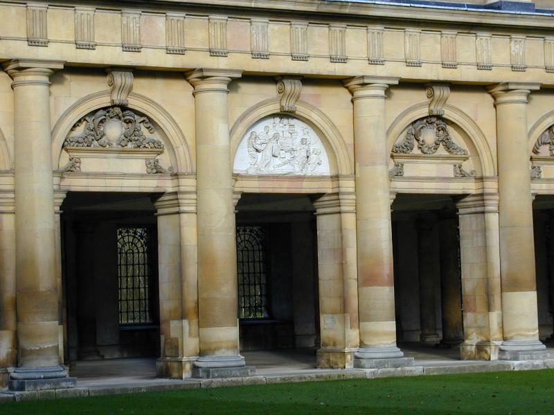 Cambridge, England: Trinity College: Wren Library, arches and columns