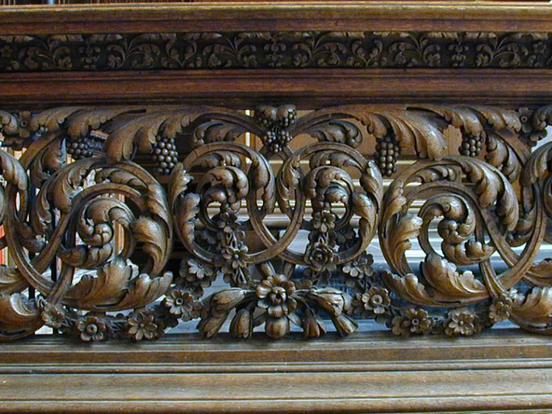 Cambridge, England: Trinity College: chapel wood carving
