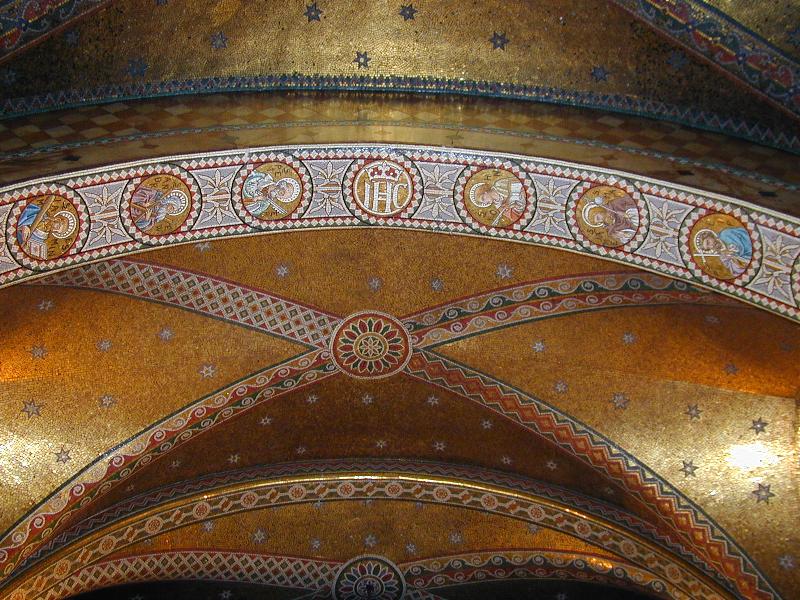 London, England: Middlesex Hospital Chapel: mosaic ceiling (artist Maurice Richard Josey, assisted by John L Josey)
