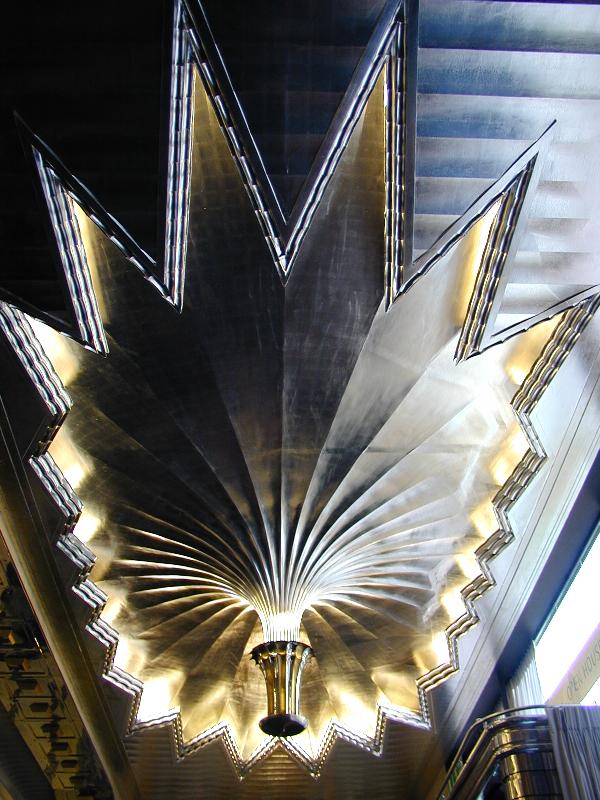 London, England: 120 Fleet Street (former Daily Express Building): star burst ceiling (1932, designed by Robert Atkinson)