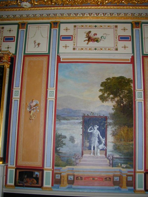 Hinxton, England: Hinxton Hall (Wellcome Trust Genome Campus): Pompeii Room, painted wall