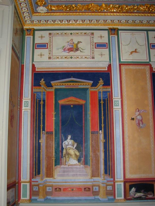 Hinxton, England: Hinxton Hall (Wellcome Trust Genome Campus): Pompeii Room, painted wall