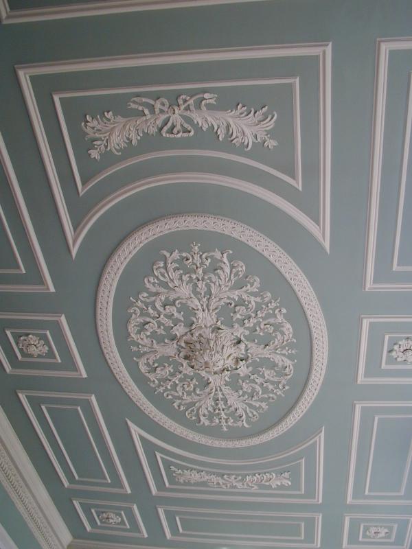 Cambridge, England: Emmanuel College: dining hall ceiling (1760s, James Essex the younger)