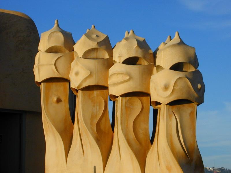 Barcelona, Spain: Casa Mila (La Pedrera): chimney pots (1906-1912, architect Antoni Gaudi)