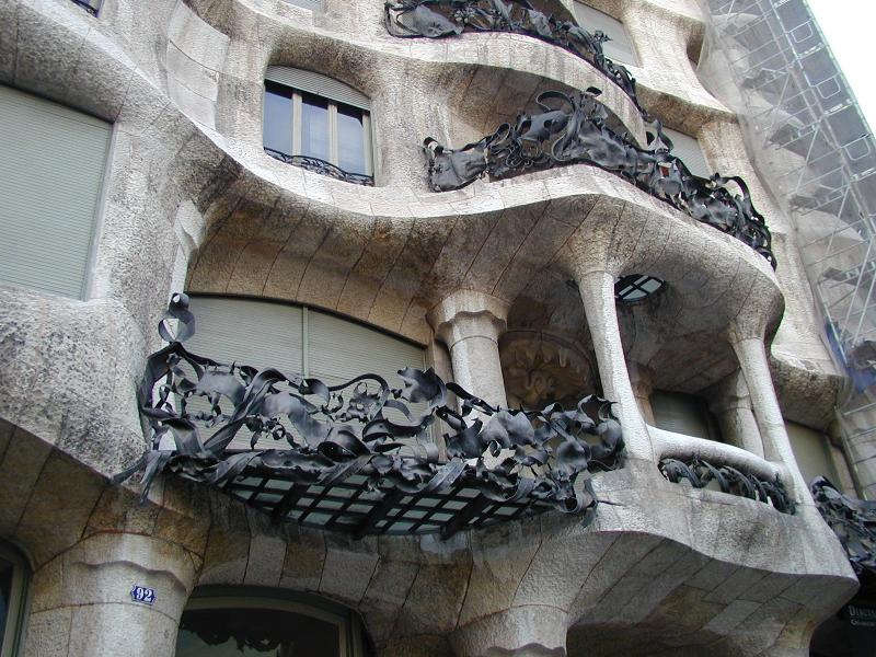 Barcelona, Spain: Casa Mila (La Pedrera): facade (1906-1912, architect Antoni Gaudi)