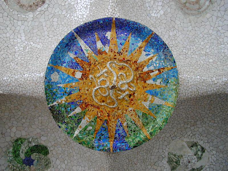 Barcelona, Spain: Park Guell: summer sun plafond (1900-1914, Antoni Gaudi and Josep Maria Jujol)