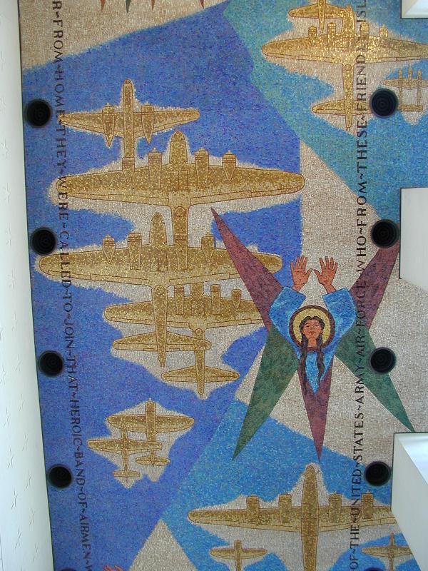 Madingley, England: American War Cemetery: mosaic memorial ceiling (1956, Francis Scott Bradford)