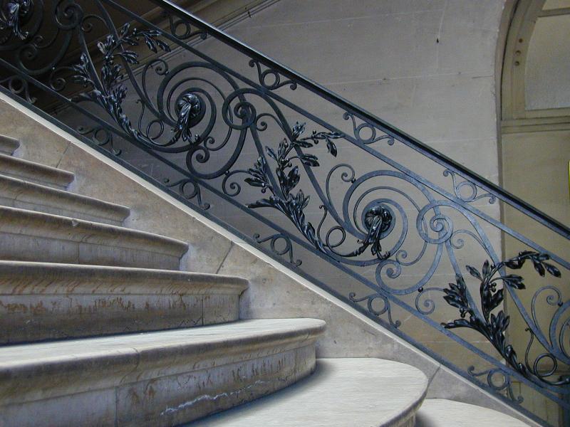 Paris, France: Gobelins tapestry factory: staircase ironwork