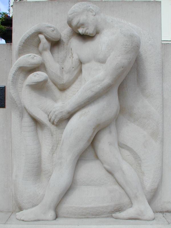 Issy-les-Moulineaux, France: Square de la Mairie: war memorial (Monument aux Morts de la Ville, 1959, sculptor Jean Joachim)