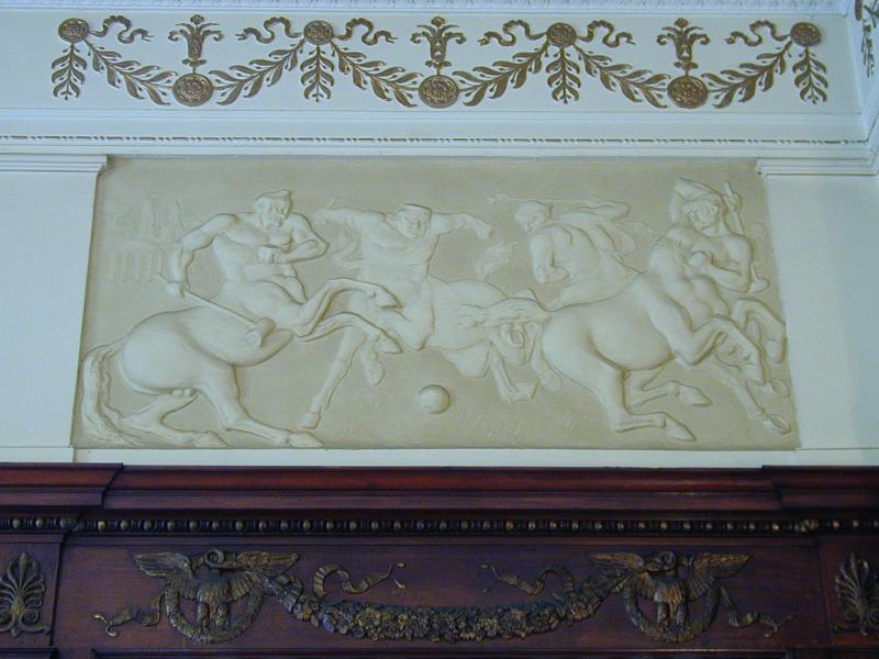Paris, France: Les Salons du Pre Catelan, Bois de Boulogne: wall panel (1906, by J.V. Badin)