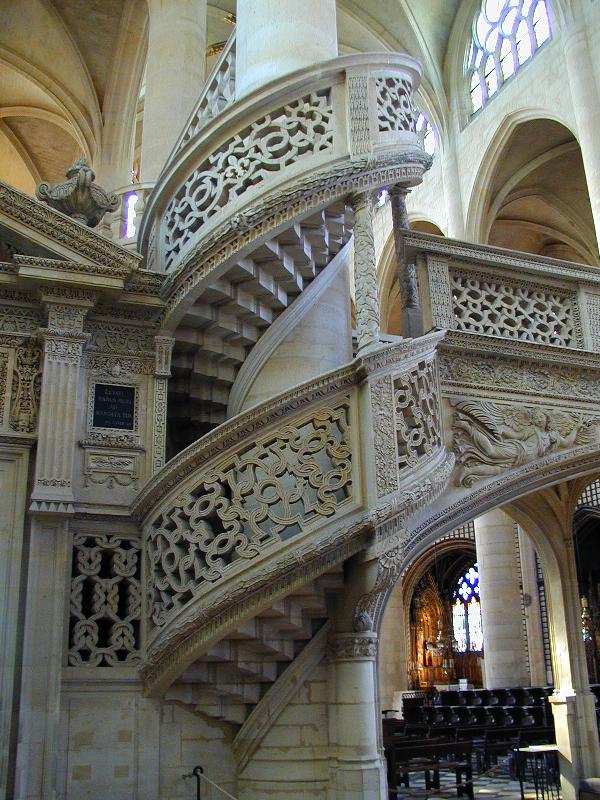 Paris, France: St Etienne du Mont: spiral stone staircase (part of choir screen)