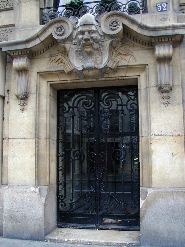 Paris, France: 32 Rue Lecourbe: door (1904, architect F. Vallois)