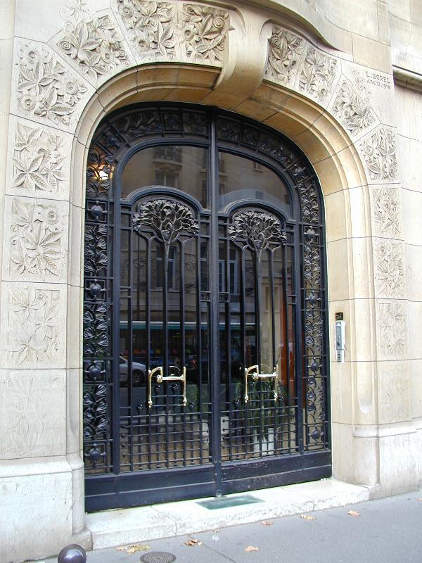 Paris, France: 48 Boulevard Raspail: door (art nouveau, 1912, architect L. Sorel)