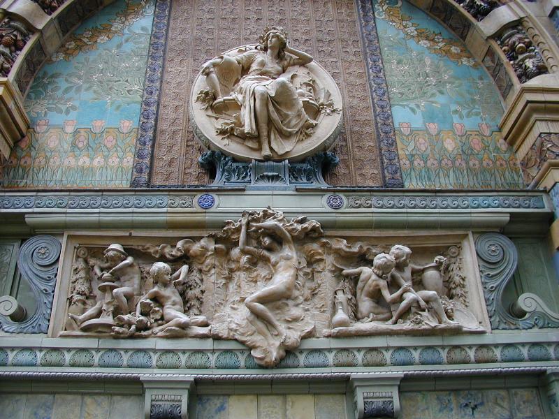 Paris, France: Square Felix Desruelles (Boulevard Saint Germain): sculpture (1900, architect Ch. Risler, sculptor J. Loutan)