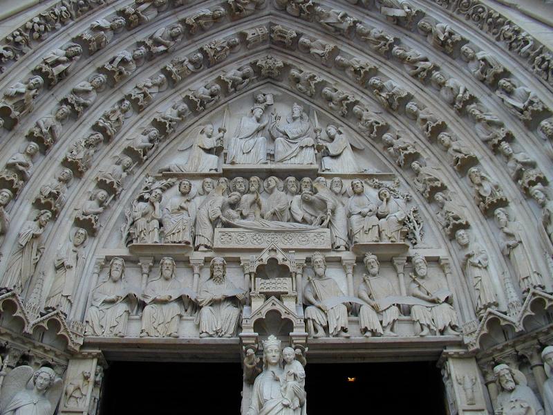 Paris, France: Notre Dame: tympanum above southern door of west-facing facade