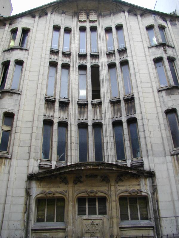 Paris, France: synagogue, 10 Rue Pavee: facade (1913, architect Hector Guimard)