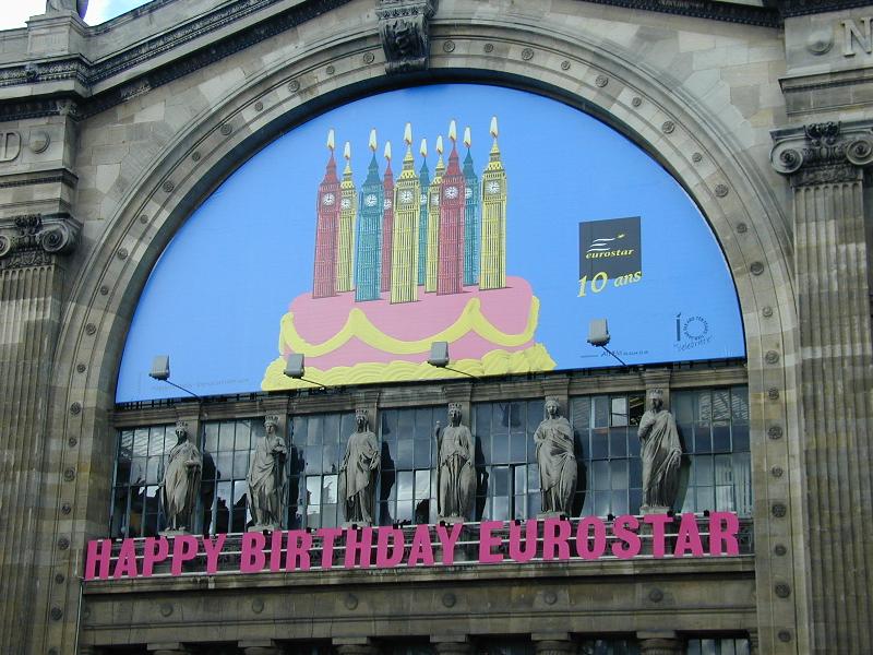 Paris, France: Gare du Nord: Happy Birthday Eurostar