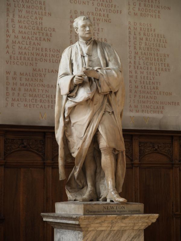 Cambridge, England: Trinity College: statue of Isaac Newton in chapel (1755, sculptor Louis Francois Roubiliac)
