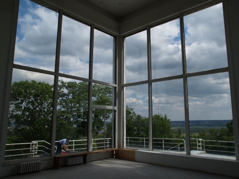 Mezy-sur-Seine, France: Villa Paul Poiret: sun room windows (art deco, 1921-1923, architect Robert Mallet-Stevens)