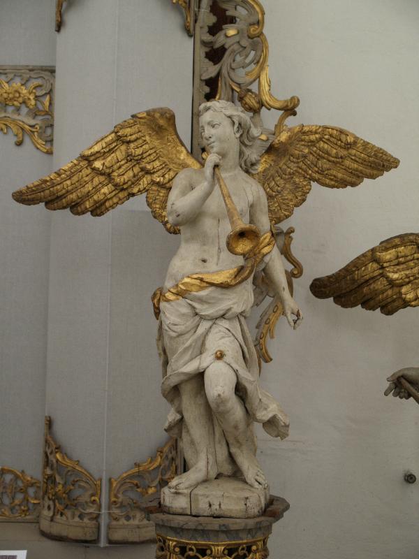 Gdansk, Poland: St Mary's Church: angel playing trumpet (1760; Johann Heinrich Meissner)