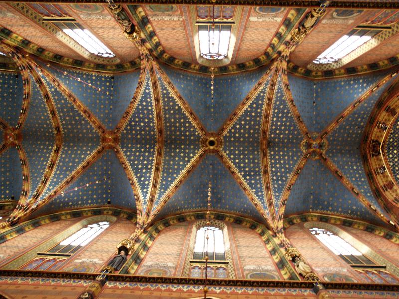 Krakow (Cracow), Poland: St Mary's Church: nave ceiling