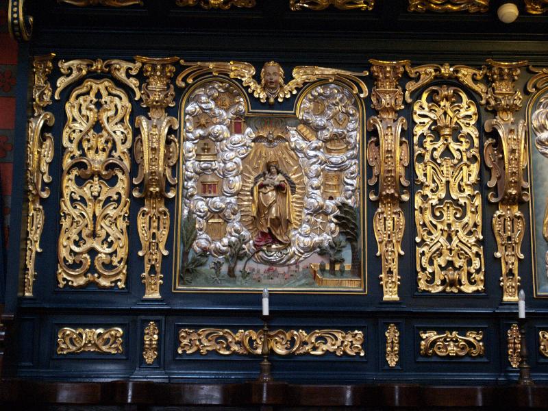 Krakow (Cracow), Poland: St Mary's Church: chancel stall decoration (1635-1637, carved by Fabian Moller)