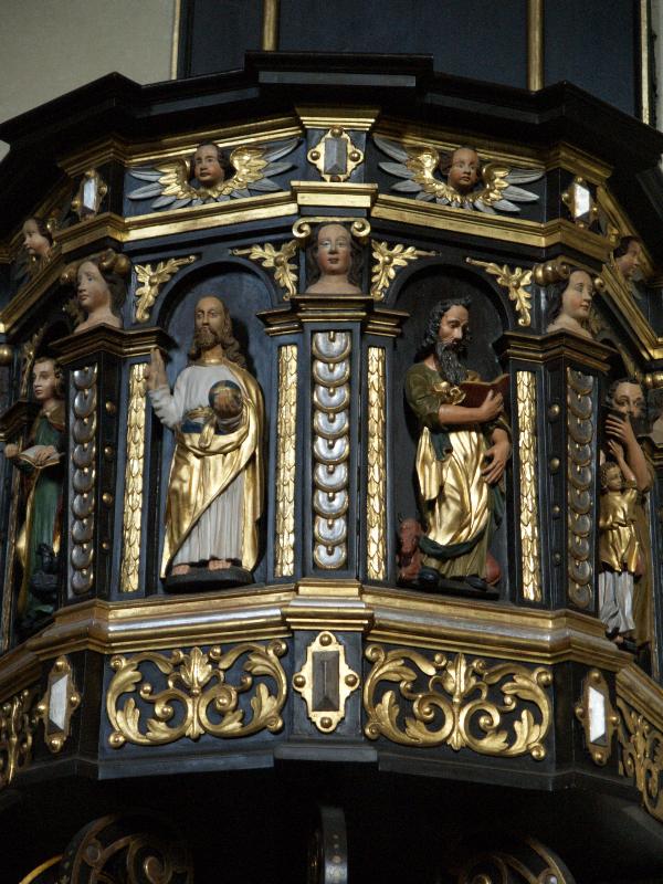 Krakow (Cracow), Poland: Church of the Holy Cross: pulpit detail