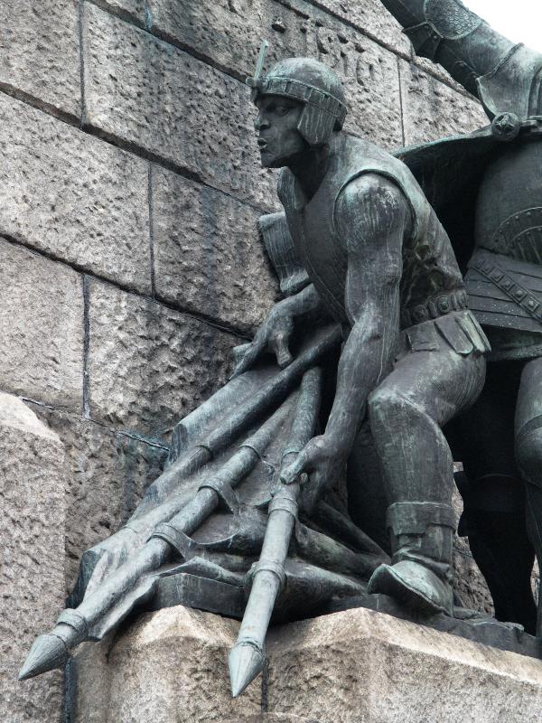 Krakow (Cracow), Poland: plac Matejki: Battle of Grunwald monument detail (1910, restored 1976)