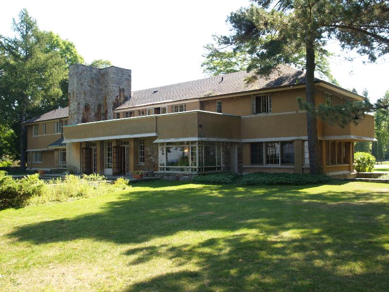 Derby, New York (NY): Graycliff (Isabel Martin House): view from back (1926-1927, architect Frank Lloyd Wright)