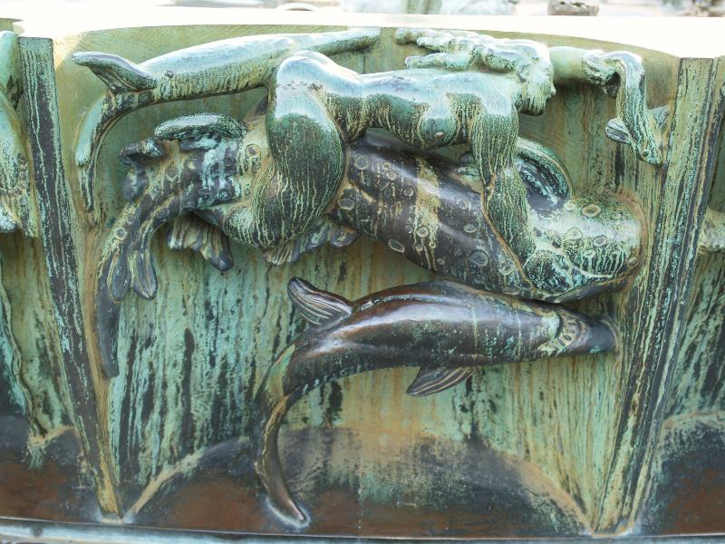 Goeteborg (Gothenburg), Sweden: Poseidon Fountain (Goetaplatsen): woman and whale (c1930, sculptor Carl Milles)