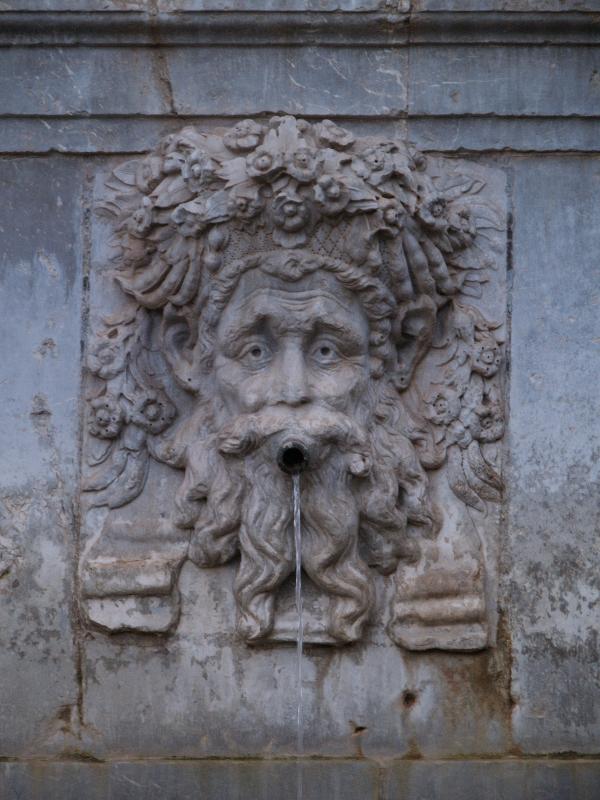 Granada, Spain: Alhambra: Charles V fountain, allegorical mask