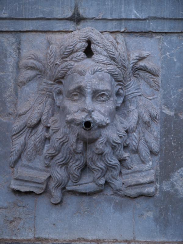Granada, Spain: Alhambra: Charles V fountain, allegorical mask