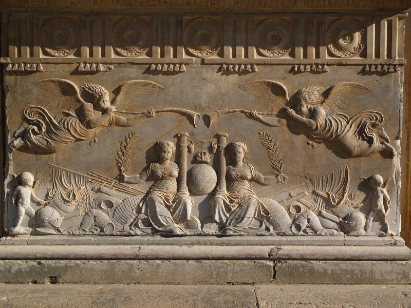 Granada, Spain: Alhambra: Palacio de Carlos V (Charles V Palace), bas-relief
