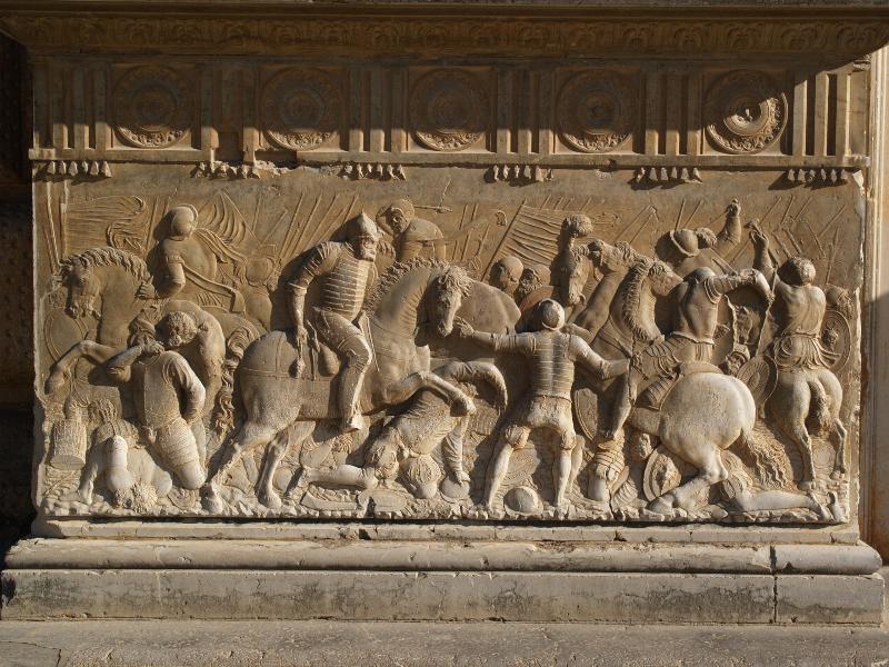 Granada, Spain: Alhambra: Palacio de Carlos V (Charles V Palace), bas-relief