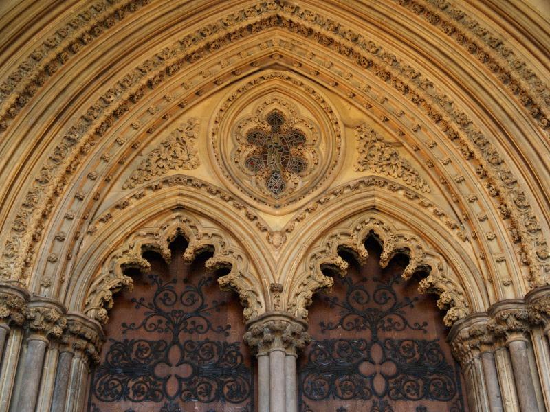 Ely, England: Ely Cathedral: tympanum above west door