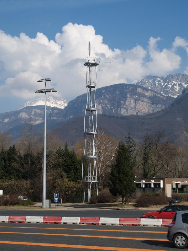 Grenoble, France: A48 at tollbooth: communication tower
