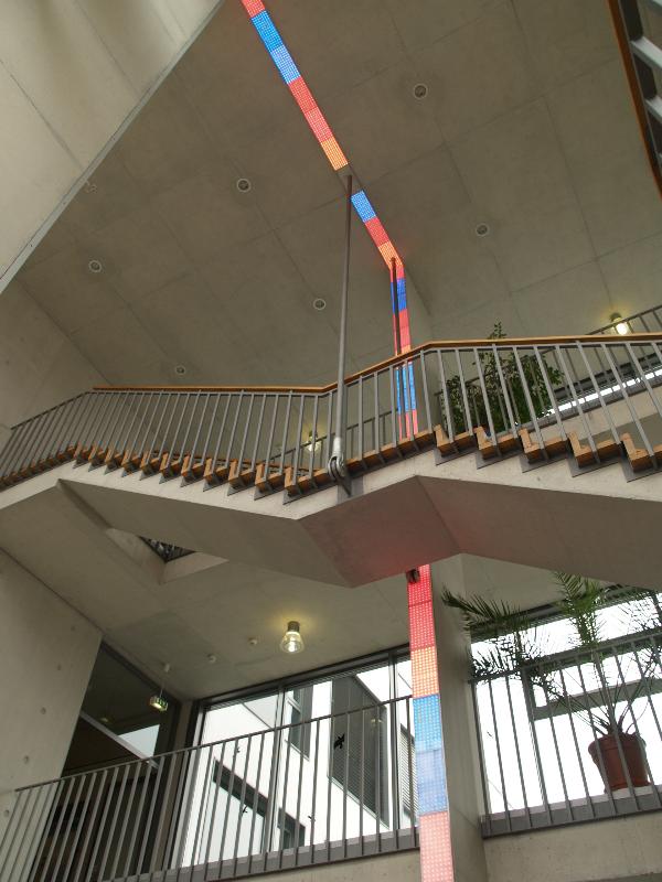 Berlin, Germany: Campus Berlin-Buch, Forschungsinstitut fur Molekulare Pharmakologie (FMP): staircase (1998-1999, architect Heinle, Wischer und Partner)