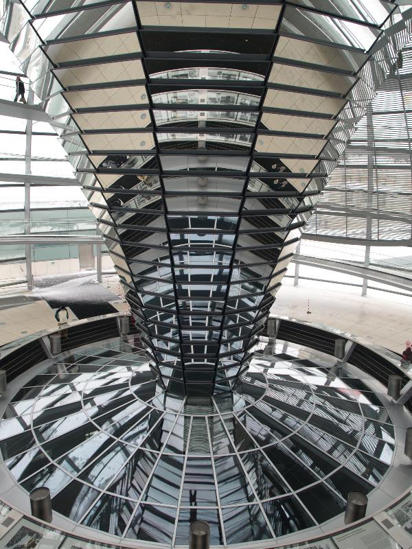 Berlin, Germany: Reichstag: dome mirrors (1995-1999, architect Norman Foster and Partners)